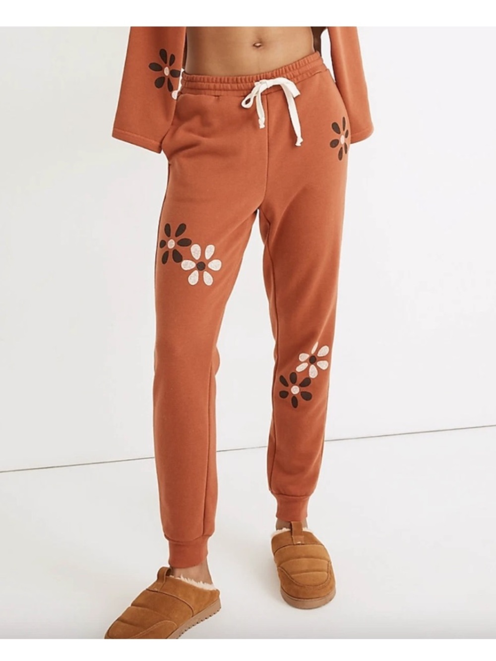 MADEWELL MWL WARM UMBER FLORAL POCKETS EASYGOING SWEATPANTS XS